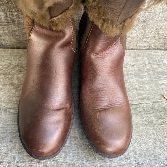 BORN SHEARLING SUEDE LEATHER COGNAC BROWN MID CALF WINTER BOOT SIZE 8.5 - Picture 3 of 10